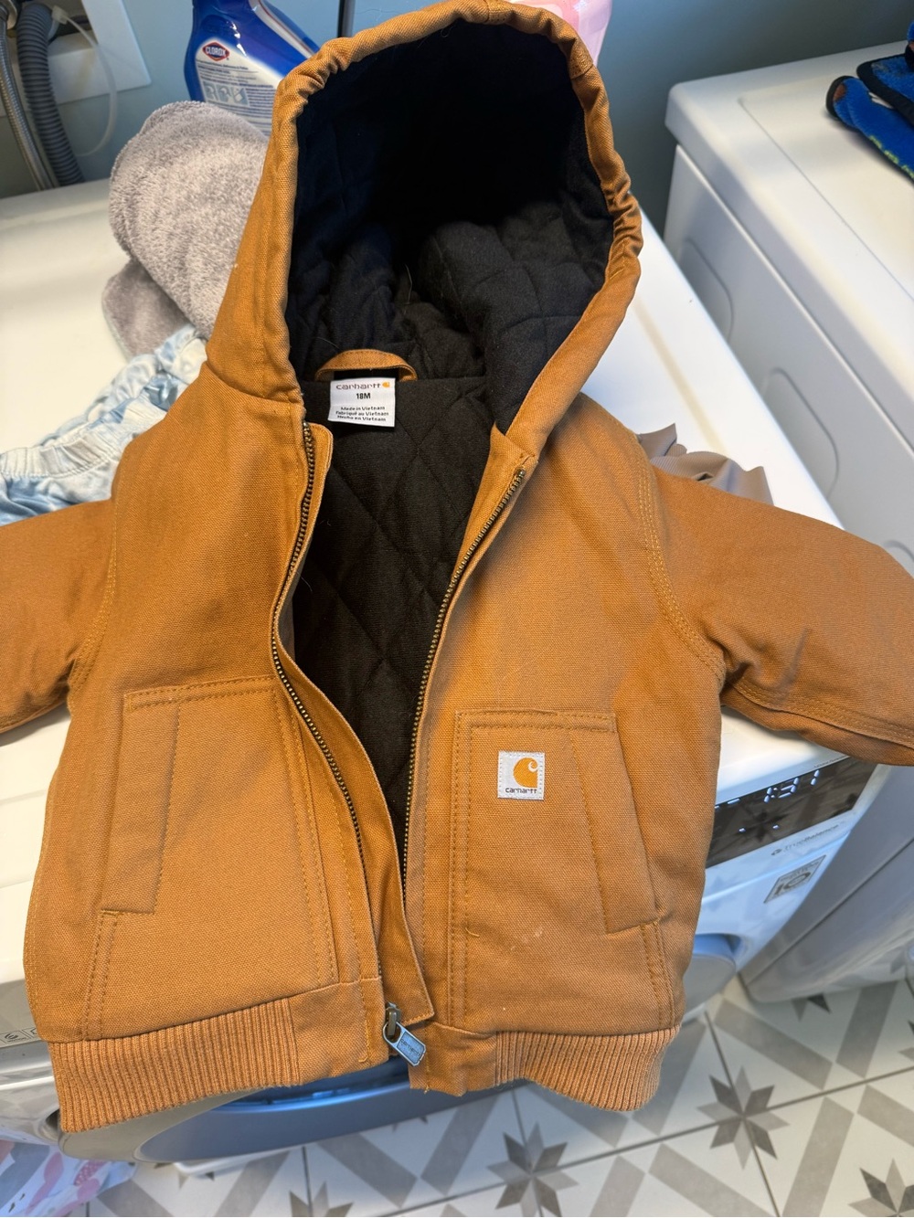 Carhartt Kids Hooded Jacket in Brown 18 months